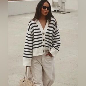 Sezane Wilson Striped Sailor Oversized Cardigan
